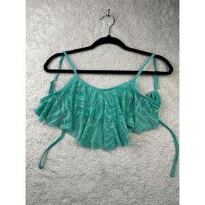 Op Crochet Bikini Top Womens Small Swim Cover Up Ruffle Sheer Beach Boho